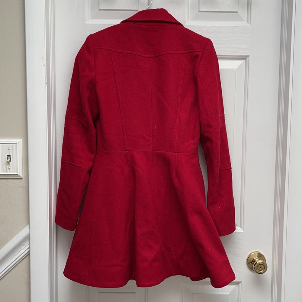 ASOS Red Wool Blend Coat, Size 2 - Picture 5 of 7